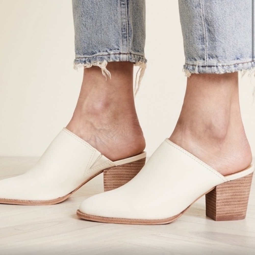 Madewell Harper Leather Mules Cream